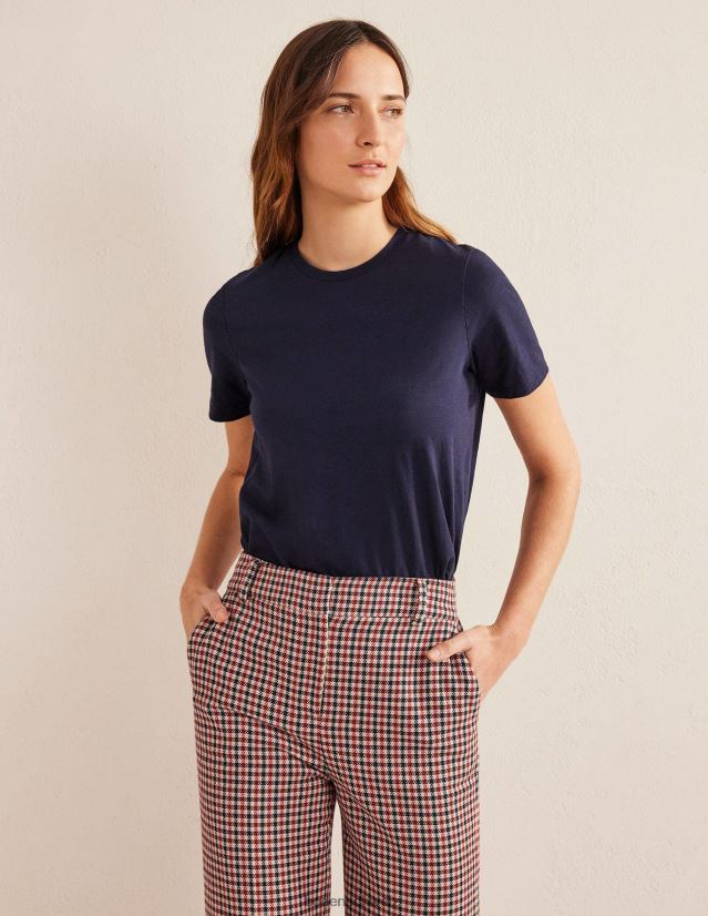 Boden Frauen T-Shirt aus Baumwolle mit Rundhalsausschnitt VH86PT177 Kleidung Marine