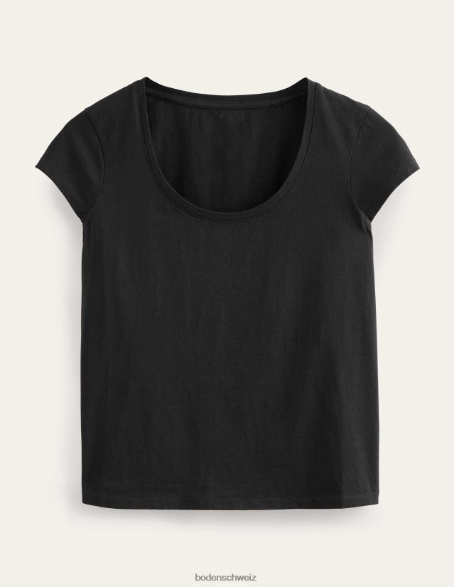 Boden Frauen T-Shirt aus reiner Baumwolle mit U-Ausschnitt VH86PT1796 Kleidung Schwarz
