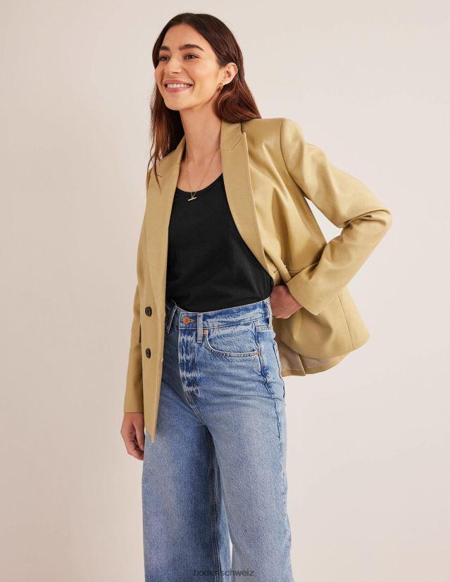 Boden Frauen T-Shirt aus reiner Baumwolle mit U-Ausschnitt VH86PT1796 Kleidung Schwarz