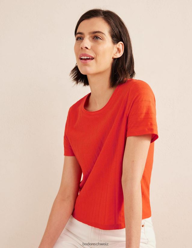 Boden Frauen T-Shirt aus strukturiertem Jersey VH86PT1774 Kleidung Zinnoberrot