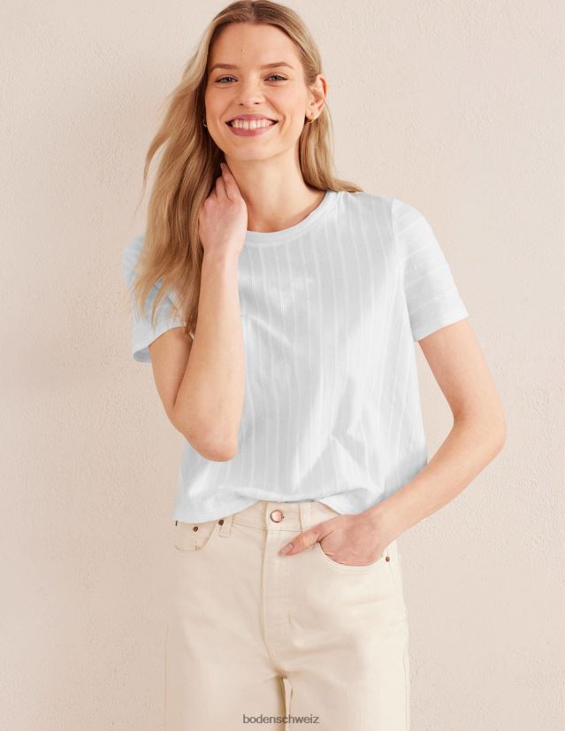 Boden Frauen T-Shirt aus strukturiertem Jersey VH86PT1899 Kleidung Weiß