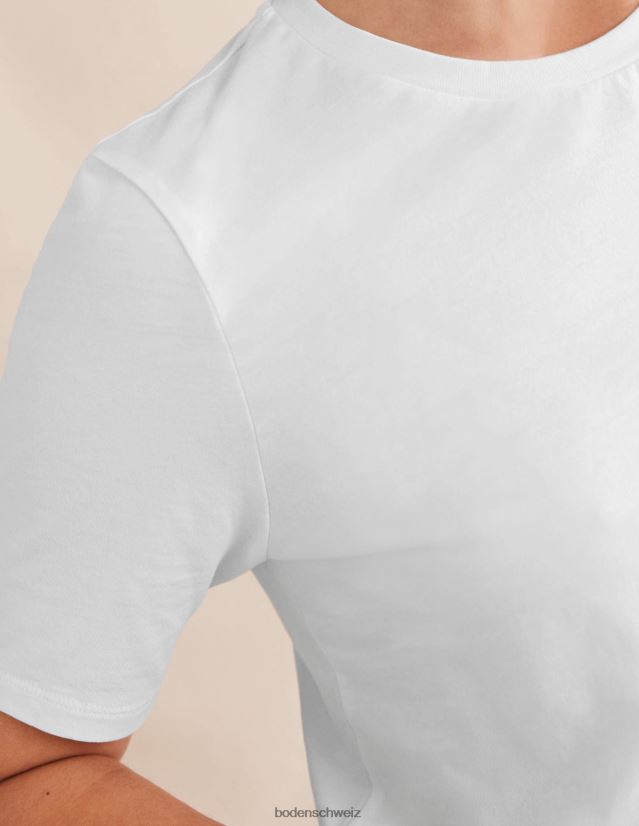 Boden Frauen T-Shirt mit Rundhalsausschnitt aus reiner Baumwolle VH86PT1575 Kleidung Weiß