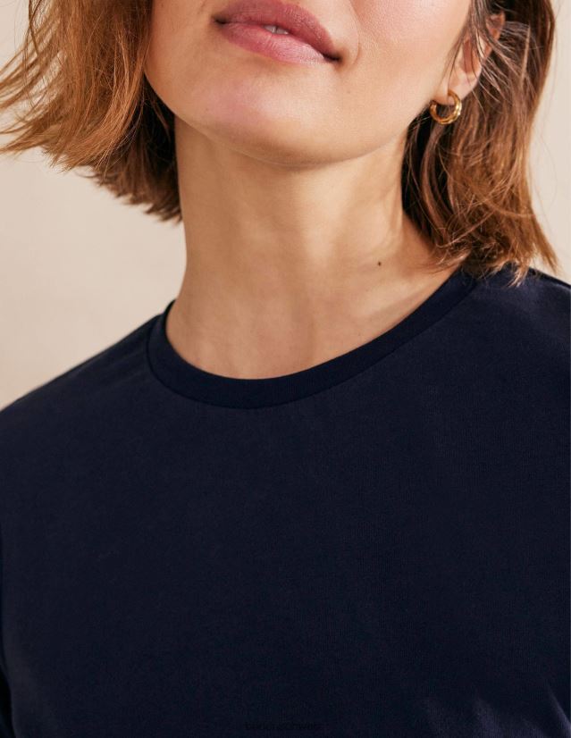 Boden Frauen T-Shirt mit Rundhalsausschnitt aus reiner Baumwolle VH86PT1863 Kleidung Marine