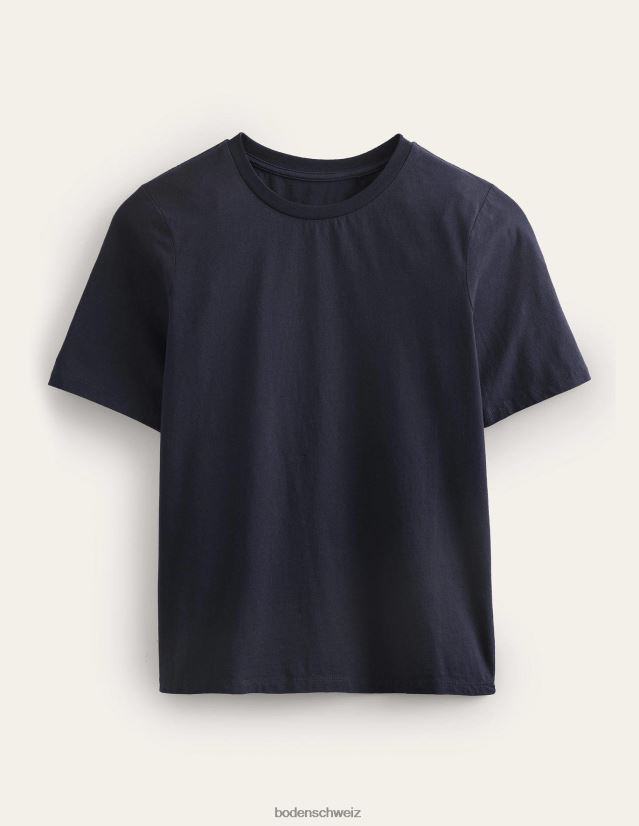 Boden Frauen T-Shirt mit Rundhalsausschnitt aus reiner Baumwolle VH86PT1863 Kleidung Marine