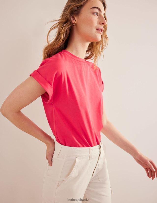 Boden Frauen T-Shirt zurückdrehen VH86PT1965 Kleidung Festival-Rosa