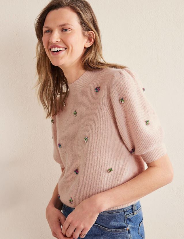 Boden Frauen Verziertes, flauschiges T-Shirt VH86PT1721 Kleidung Seil