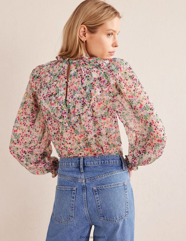 Boden Frauen Volantoberteil mit V-Passe VH86PT1659 Kleidung Elfenbein und Gardenienblütenblatt