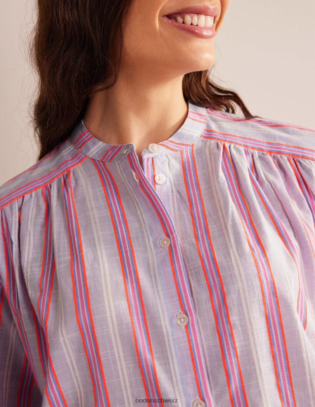 Boden Frauen Übergroßes Hemd mit Blousonärmeln VH86PT593 Kleidung Blau- und Wassermelonenpunsch