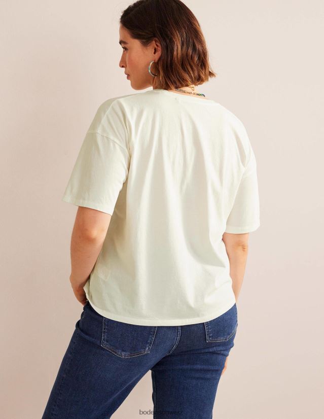 Boden Frauen Übergroßes, gewaschenes T-Shirt VH86PT1362 Kleidung Elfenbein