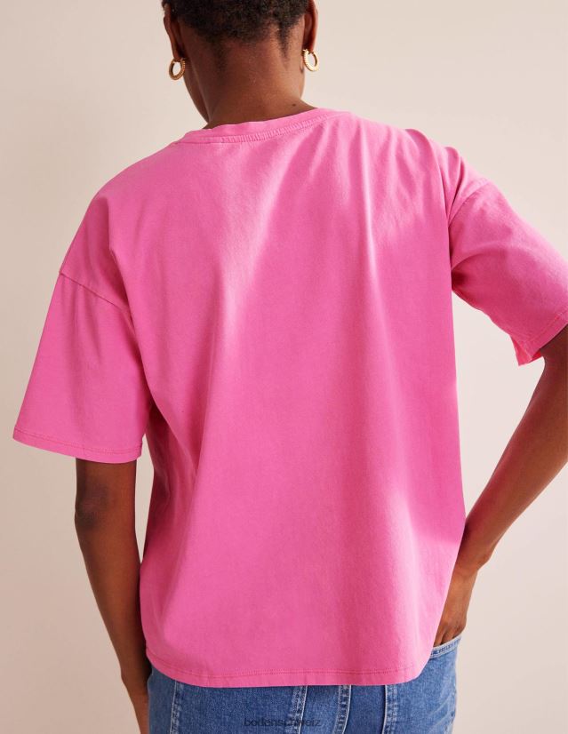 Boden Frauen Übergroßes, gewaschenes T-Shirt VH86PT2167 Kleidung Pflaumenblüte