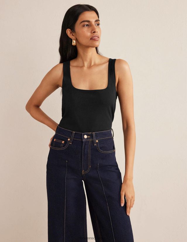 Boden Frauen doppellagige Weste mit quadratischem Ausschnitt VH86PT162 Kleidung Schwarz