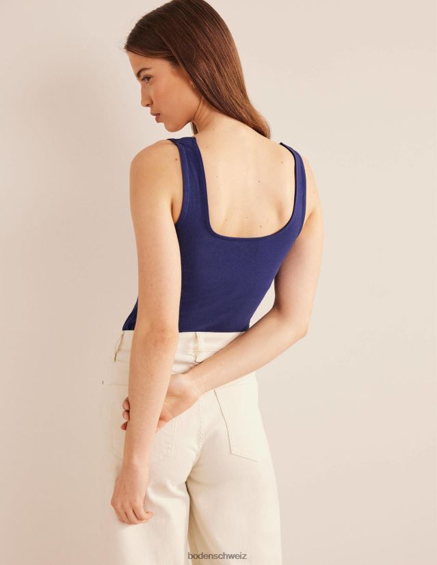 Boden Frauen doppellagige Weste mit quadratischem Ausschnitt VH86PT2530 Kleidung Preußischblau