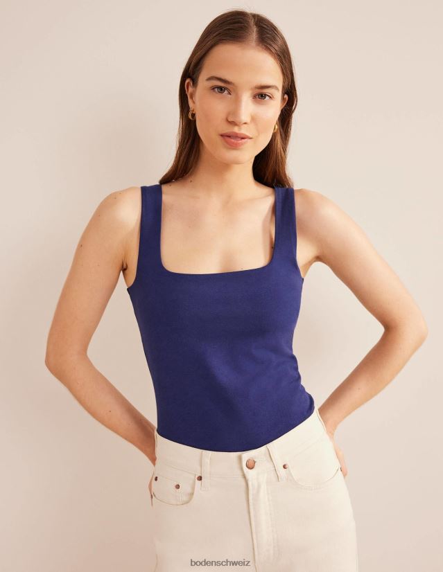 Boden Frauen doppellagige Weste mit quadratischem Ausschnitt VH86PT2530 Kleidung Preußischblau