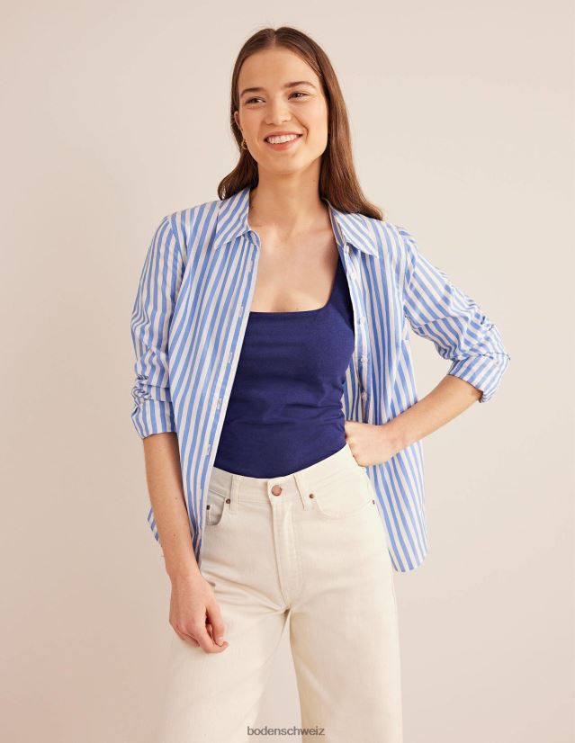 Boden Frauen doppellagige Weste mit quadratischem Ausschnitt VH86PT2530 Kleidung Preußischblau