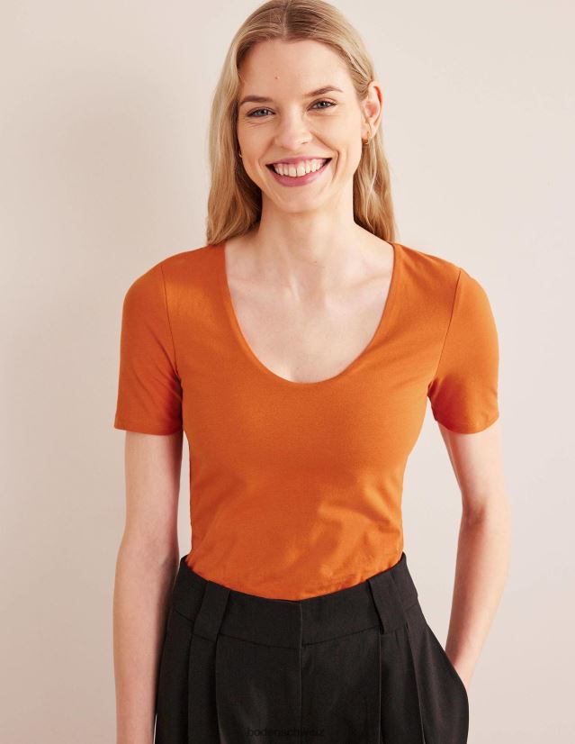 Boden Frauen doppellagiges, kurzärmliges Oberteil VH86PT1804 Kleidung Rost