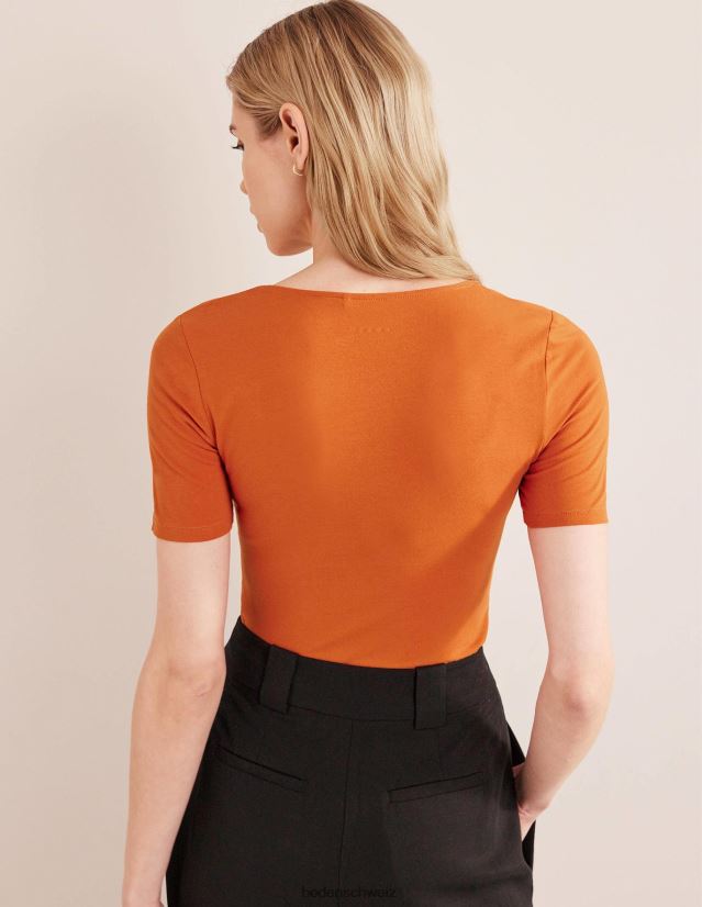 Boden Frauen doppellagiges, kurzärmliges Oberteil VH86PT1804 Kleidung Rost