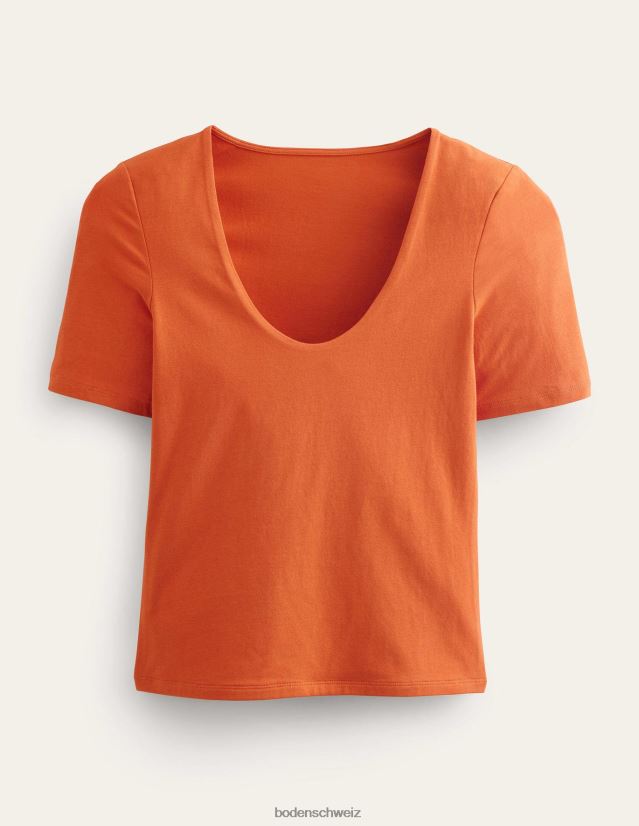 Boden Frauen doppellagiges, kurzärmliges Oberteil VH86PT1804 Kleidung Rost