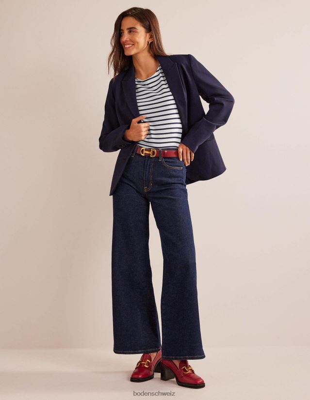 Boden Frauen ella Kurzarm Breton VH86PT191 Kleidung Elfenbein und Marineblau