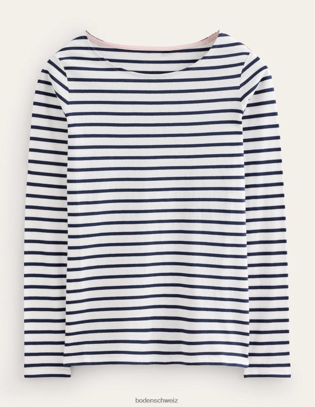 Boden Frauen ella langarm bretonisch VH86PT136 Kleidung Elfenbein und Marineblau