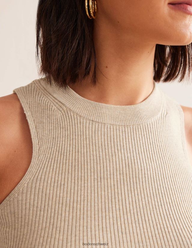 Boden Frauen gerippte Racer-Weste VH86PT1054 Kleidung Chinchilla-Melange