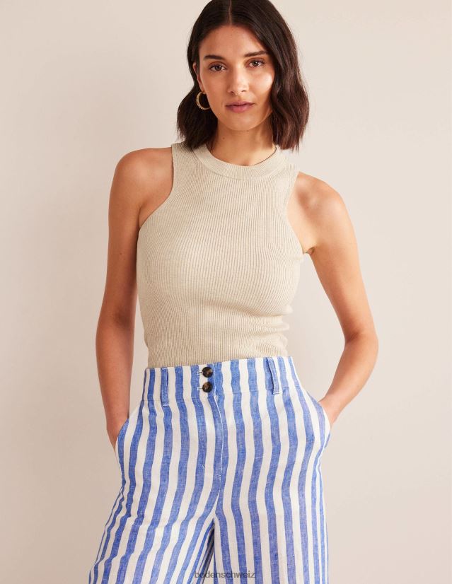 Boden Frauen gerippte Racer-Weste VH86PT1054 Kleidung Chinchilla-Melange