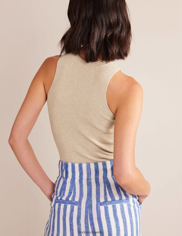 Boden Frauen gerippte Racer-Weste VH86PT1054 Kleidung Chinchilla-Melange