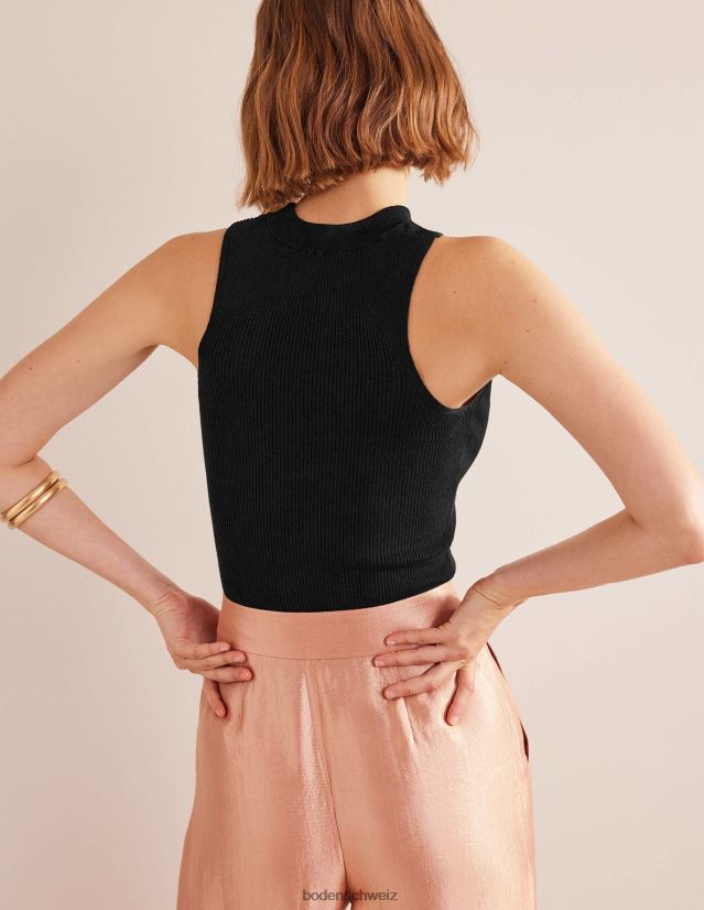 Boden Frauen gerippte Racer-Weste VH86PT1068 Kleidung Schwarz