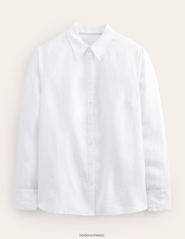 Boden Frauen neues Leinenhemd VH86PT155 Kleidung Weiß