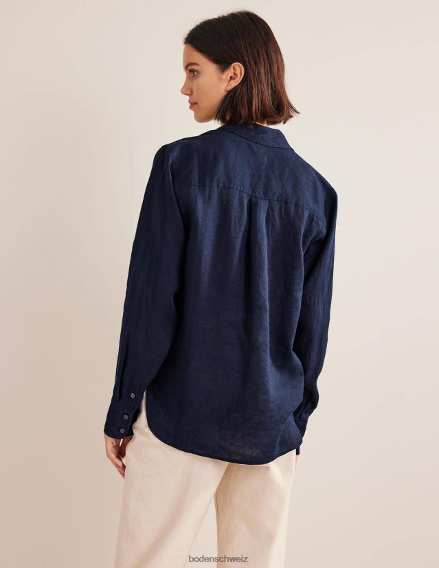 Boden Frauen neues Leinenhemd VH86PT163 Kleidung Marine