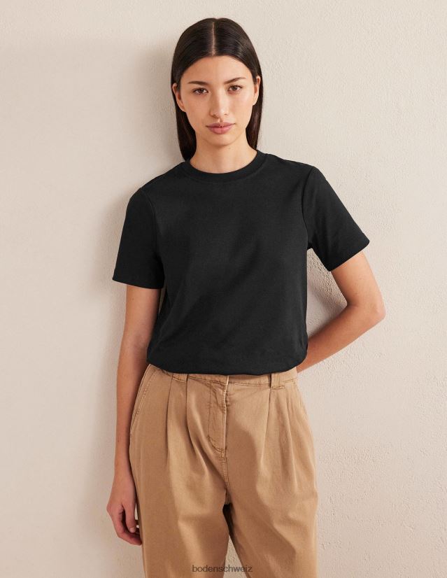 Boden Frauen perfektes Baumwoll-T-Shirt VH86PT1344 Kleidung Schwarz