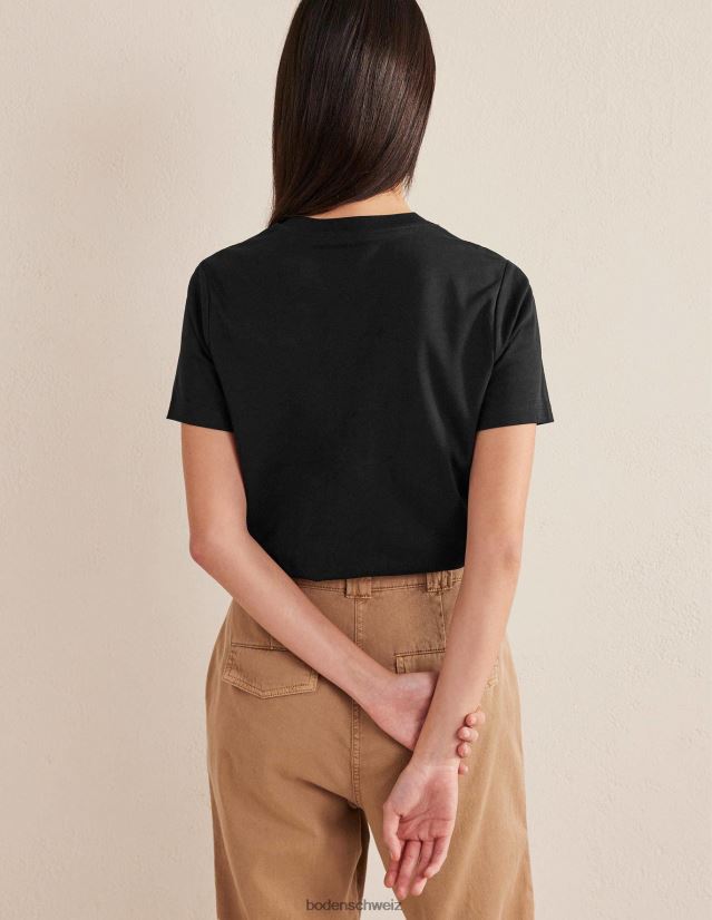 Boden Frauen perfektes Baumwoll-T-Shirt VH86PT1344 Kleidung Schwarz