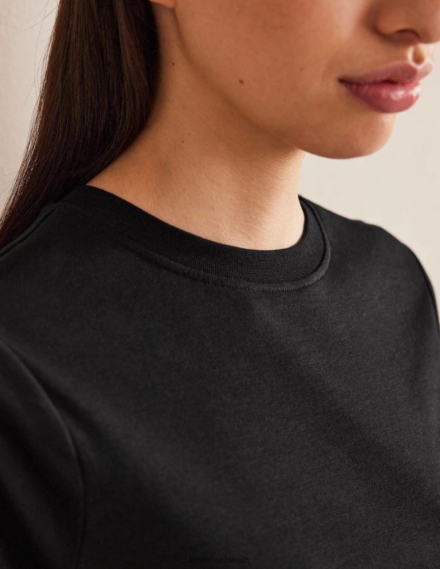 Boden Frauen perfektes, kurz geschnittenes T-Shirt aus Baumwolle VH86PT2116 Kleidung Schwarz