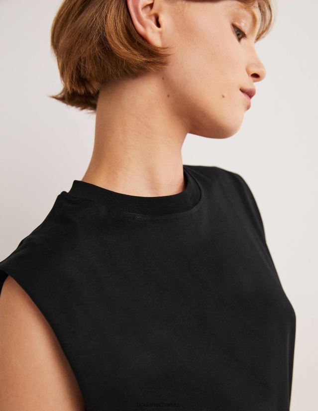 Boden Frauen perfektes ärmelloses Baumwolloberteil VH86PT137 Kleidung Schwarz