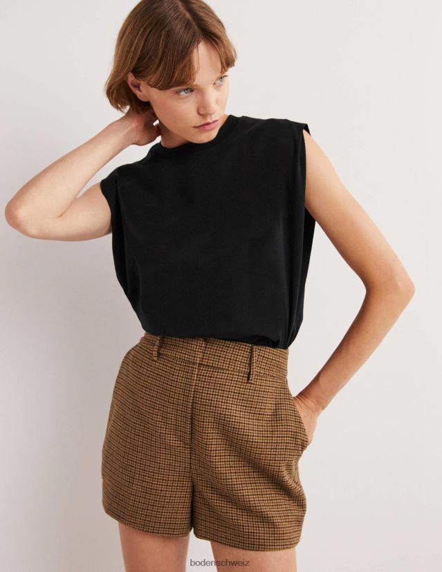 Boden Frauen perfektes ärmelloses Baumwolloberteil VH86PT137 Kleidung Schwarz