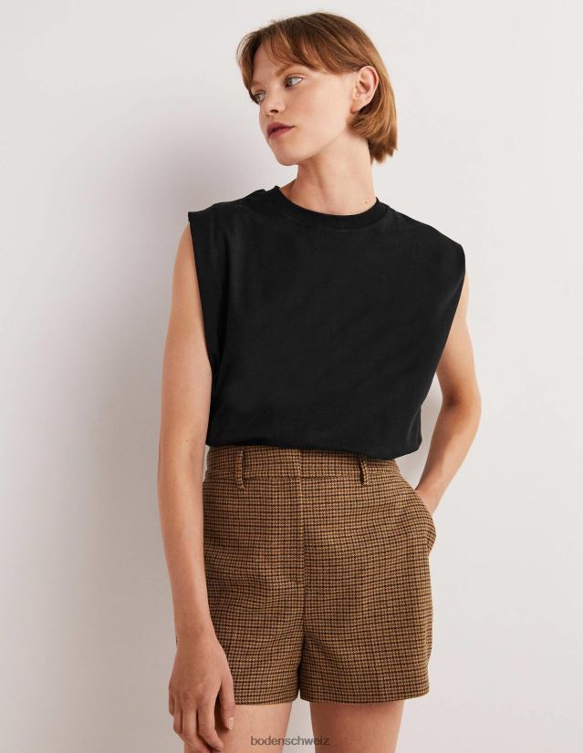 Boden Frauen perfektes ärmelloses Baumwolloberteil VH86PT137 Kleidung Schwarz