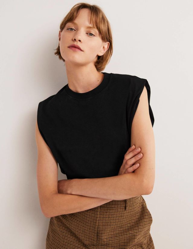 Boden Frauen perfektes ärmelloses Baumwolloberteil VH86PT137 Kleidung Schwarz