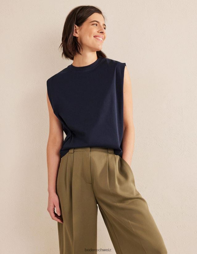 Boden Frauen perfektes ärmelloses Baumwolloberteil VH86PT182 Kleidung Marine