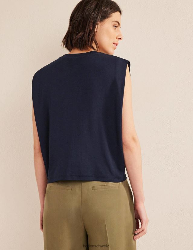 Boden Frauen perfektes ärmelloses Baumwolloberteil VH86PT182 Kleidung Marine