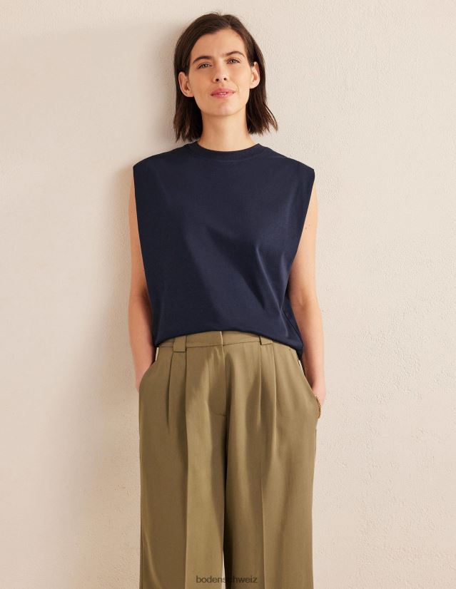 Boden Frauen perfektes ärmelloses Baumwolloberteil VH86PT182 Kleidung Marine