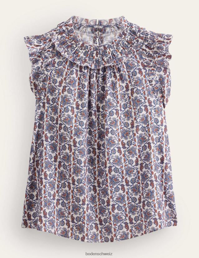 Boden Frauen Ärmelloses Top mit gerafften Details VH86PT1064 Kleidung Elfenbein und Blockpaisley