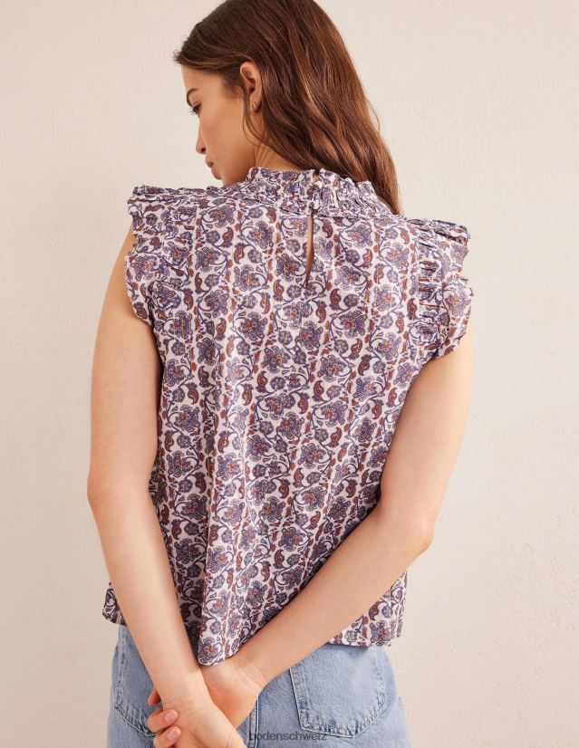 Boden Frauen Ärmelloses Top mit gerafften Details VH86PT1064 Kleidung Elfenbein und Blockpaisley