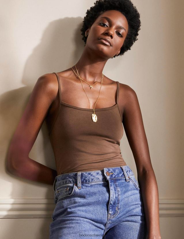 Boden Frauen schlichtes Cami-Oberteil VH86PT205 Kleidung dunkelbraun