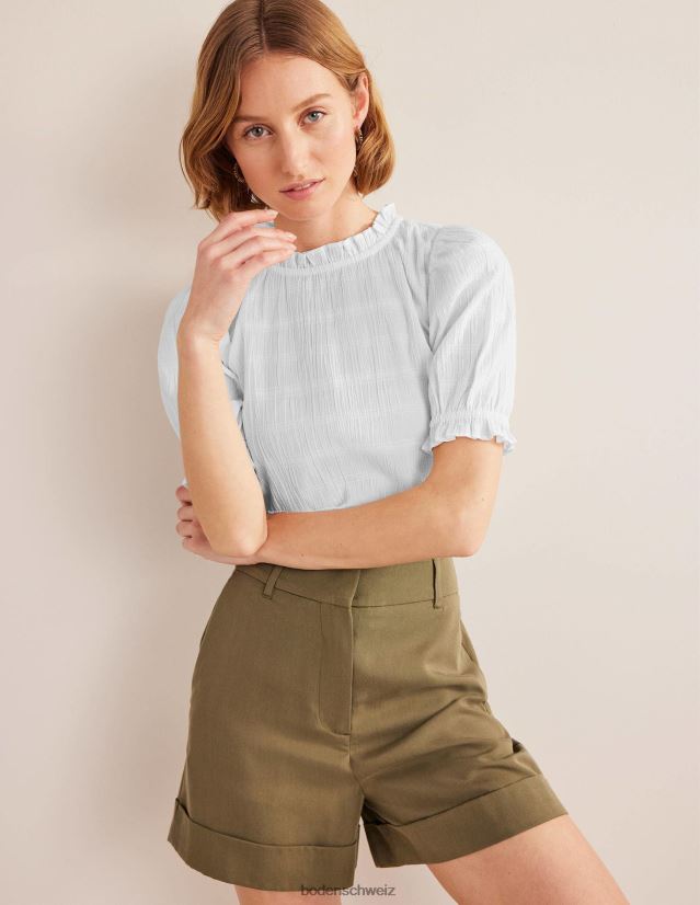 Boden Frauen tailliertes, strukturiertes Oberteil VH86PT1681 Kleidung Weiß