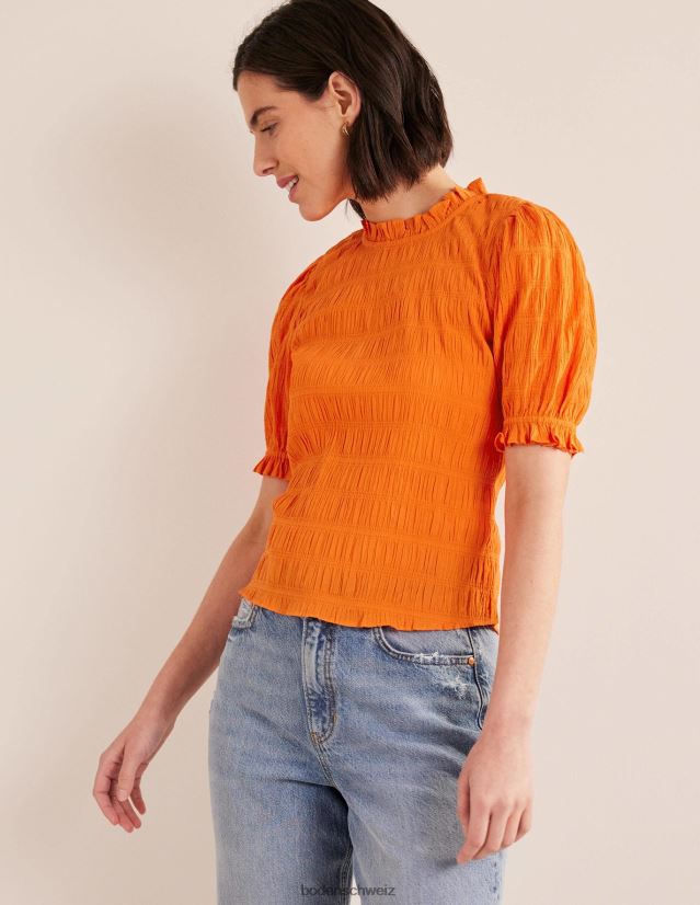 Boden Frauen tailliertes, strukturiertes Oberteil VH86PT1836 Kleidung Zinnoberrot