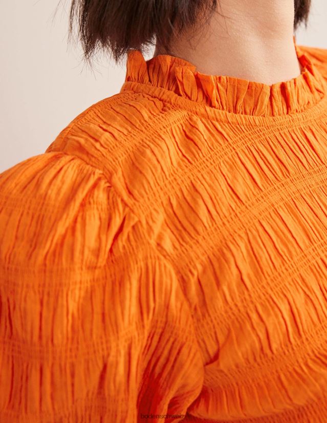 Boden Frauen tailliertes, strukturiertes Oberteil VH86PT1836 Kleidung Zinnoberrot