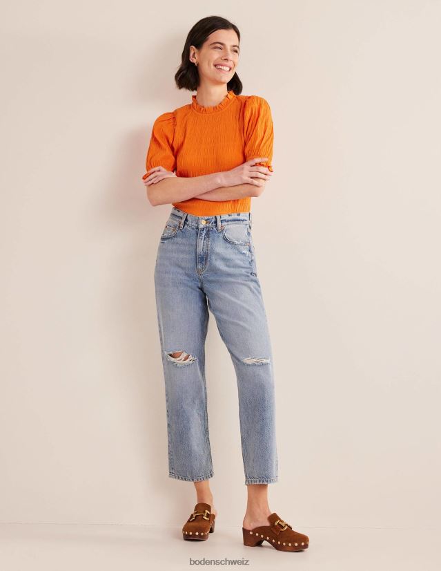 Boden Frauen tailliertes, strukturiertes Oberteil VH86PT1836 Kleidung Zinnoberrot