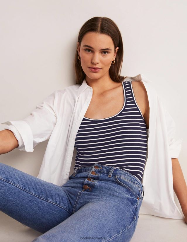 Boden Frauen unverzichtbare Weste VH86PT1628 Kleidung Marine/Elfenbein gestreift