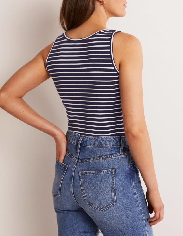 Boden Frauen unverzichtbare Weste VH86PT1628 Kleidung Marine/Elfenbein gestreift