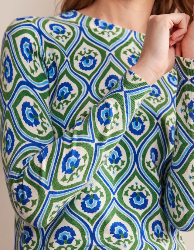 Boden Frauen Bedruckter Pullover mit hohem Kragen VH86PT1314 Kleidung Sanfte Hügel und Geo-Kaskade