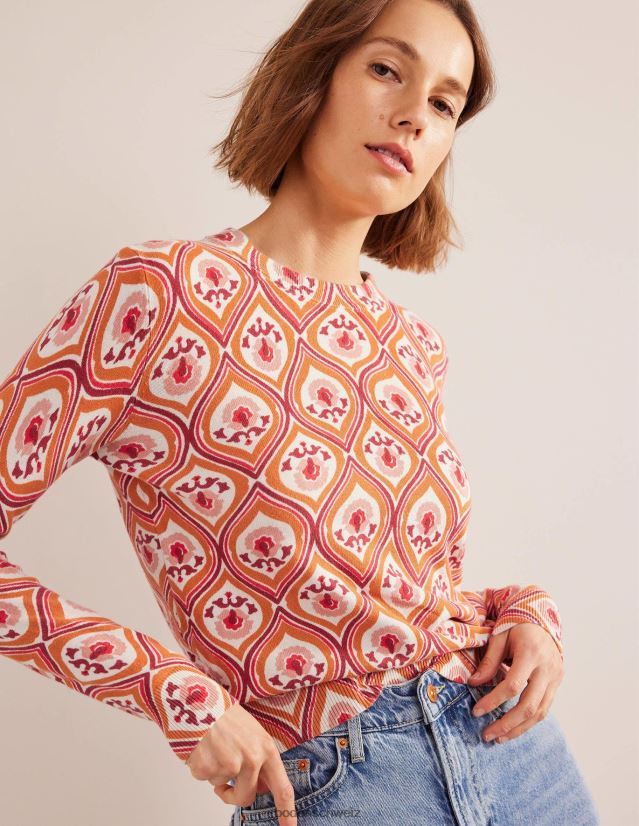 Boden Frauen Bedruckter Pullover mit hohem Kragen VH86PT1486 Kleidung Kumquat & Geo-Kaskade
